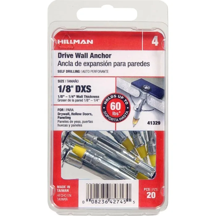 HILLMAN 1/8 in. D X 1.45 in. L Steel Pan Head Drive Wall Anchors 20 pk (Pack of 5)