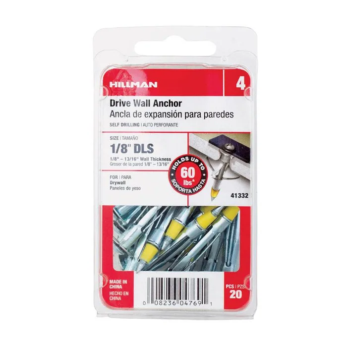 HILLMAN 1/8 in. D X 1/8 LS in. L Steel Pan Head Drive Wall Anchors 20 pc