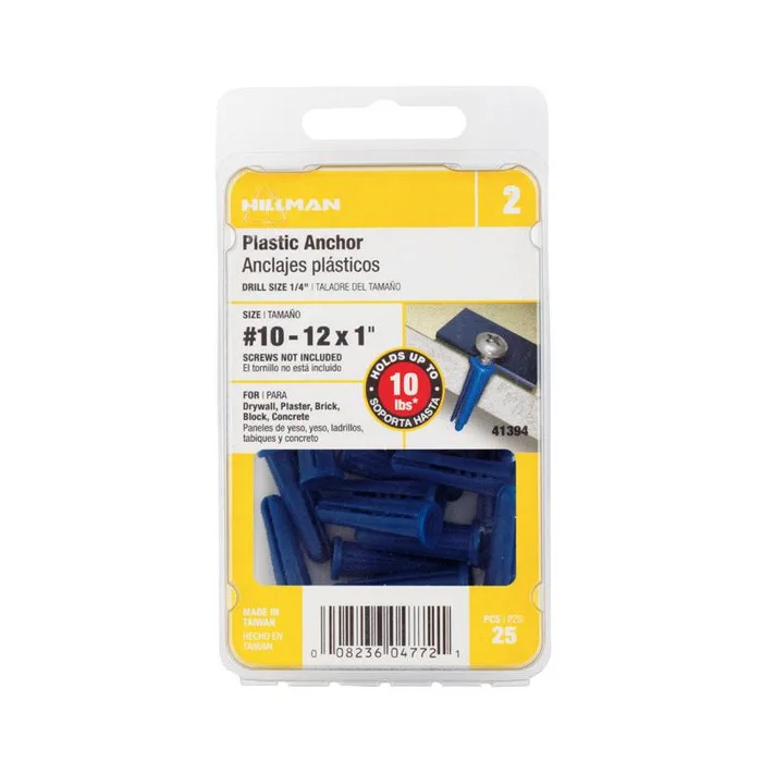 HILLMAN 0.4 in. D X 1 in. L Plastic Flat Head Conical Anchor 25 pk (Pack of 5)