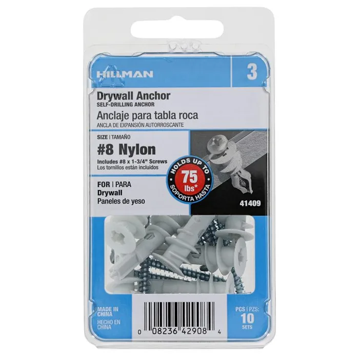 HILLMAN .164 in. D X 1.5 in. L Plastic Pan Head Drywall Anchor 10 pc (Pack of 5)