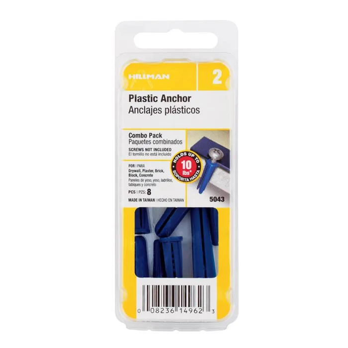 HILLMAN 0.4 in. D X 0.75 in. L Plastic Pan Head Conical Anchor Kit 8 pk (Pack of 10)