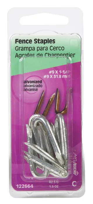 HILLMAN 1/4 in. W X 1-1/4 in. L Galvanized Steel Fence Staples 9 Ga. 1 oz 1-1/2 oz (Pack of 6)