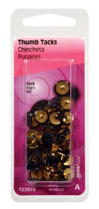 HILLMAN Anchor Wire 0.375 in. L Black Steel Thumb Tacks 40 pk (Pack of 6)