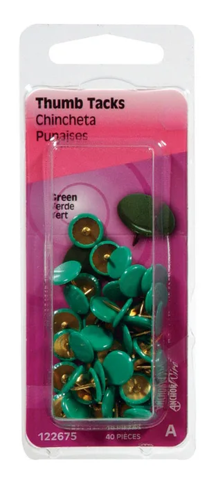 HILLMAN 5/16 in. L Green Steel Thumb Tacks 40 pk (Pack of 6)