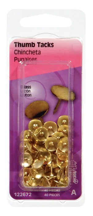 HILLMAN 5/16 in. L Gold Steel Thumb Tacks 40 pk (Pack of 6)