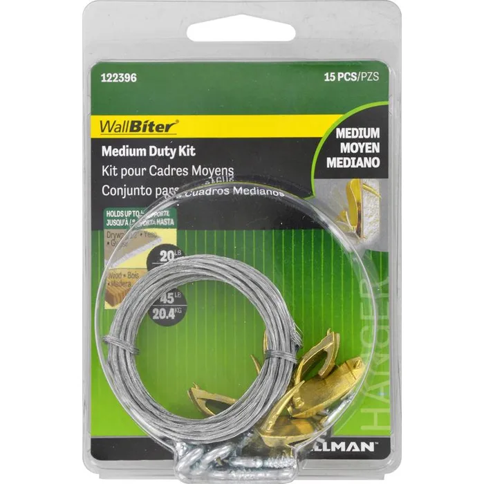 HILLMAN WallBiter Brass-Plated Medium Duty Picture Hook Kit 45 lb 15 pk