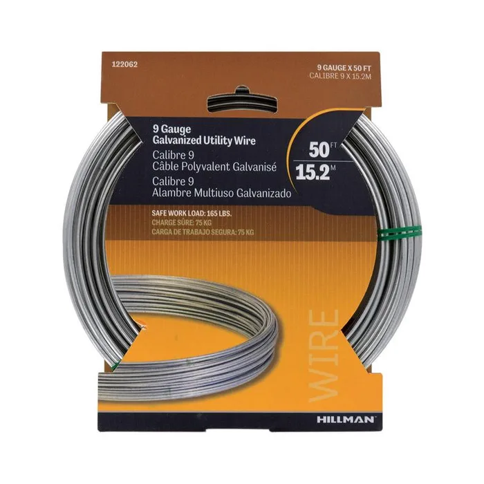 HILLMAN 50 ft. L Galvanized Steel 9 Ga. Wire