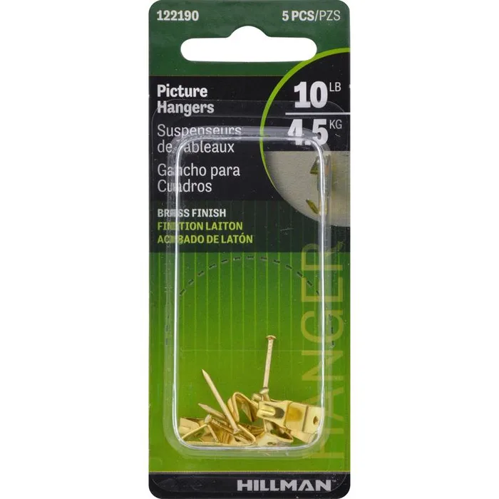 HILLMAN Brass-Plated Gold Professional Picture Hanger 10 lb 1 pk (Pack of 10)
