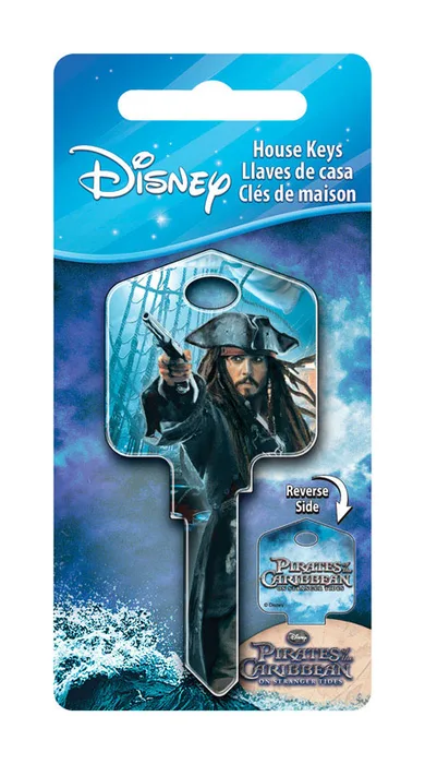 HILLMAN Disney Capt N Jack Sparrow House Key Blank 66/97 Double For Kwikset and Titan Locks Blue (Pack of 5)