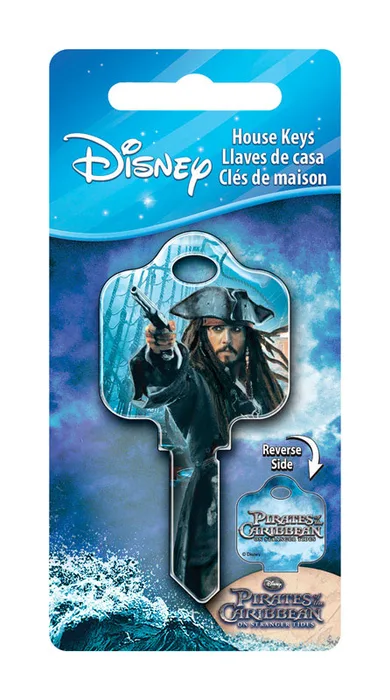 HILLMAN Disney Capt N Jack Sparrow House Key Blank 68 Double For Schlage Locks Blue (Pack of 5)