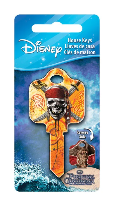 HILLMAN Disney Skull and Swords House Key Blank 68 Double For Schlage Locks Orange (Pack of 5)