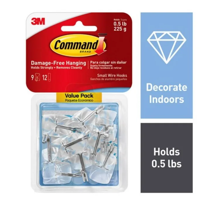 3M Command Small Plastic Wire Hooks 1.625 in. L 9 pk (Pack of 12)