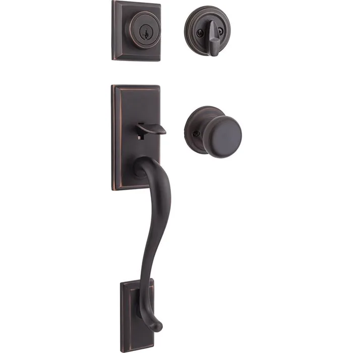 Kwikset SmartKey Hawthorne/Juno Venetian Bronze Entry Handleset KW1 1-3/4 in.