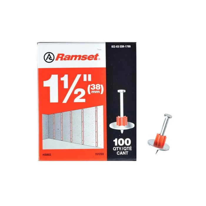 Ramset .3 in. D X 1-1/2 in. L Steel Flat Head Drive Pin with Washer 100 pk