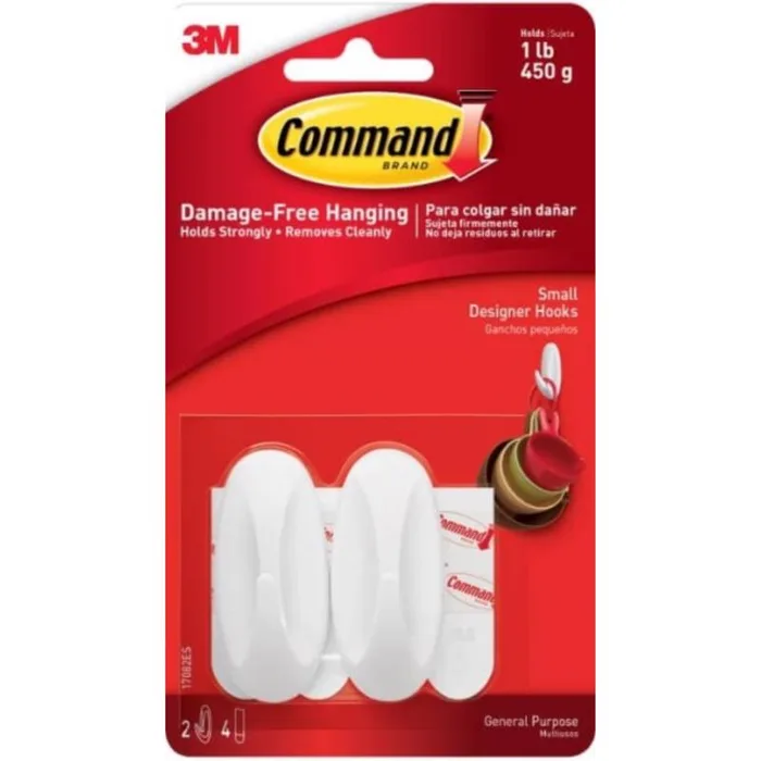 3M Command Small Plastic Designer Hooks 2.125 in. L 2 pk (Pack of 6)