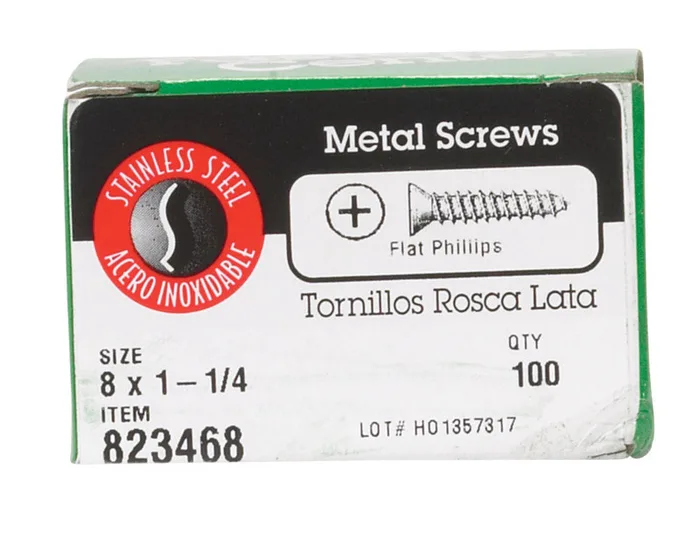 HILLMAN No. 8 Ga. X 1-1/4 in. L Phillips Flat Head Sheet Metal Screws 100 pk
