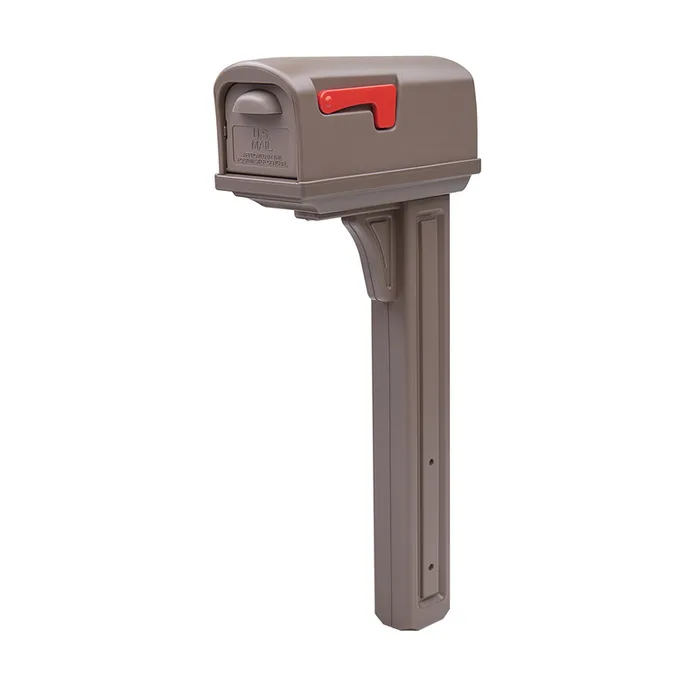 Architectural Mailboxes Classic Classic Plastic Post Mount Mocha Double Door Mailbox