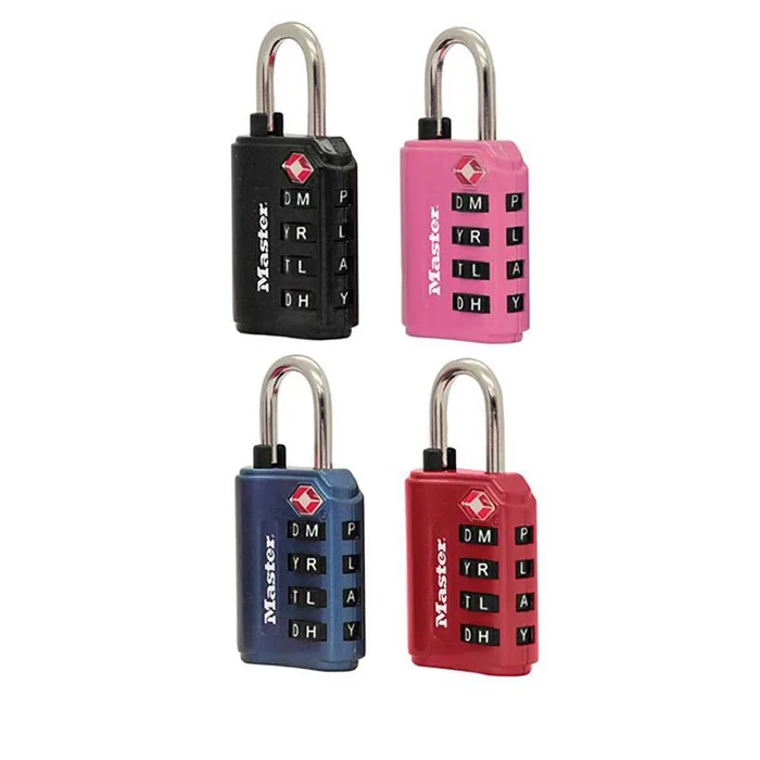 Master Lock 1-5/32 in. H X 1 3/8 in. W Steel 4-Dial Combination Luggage Lock