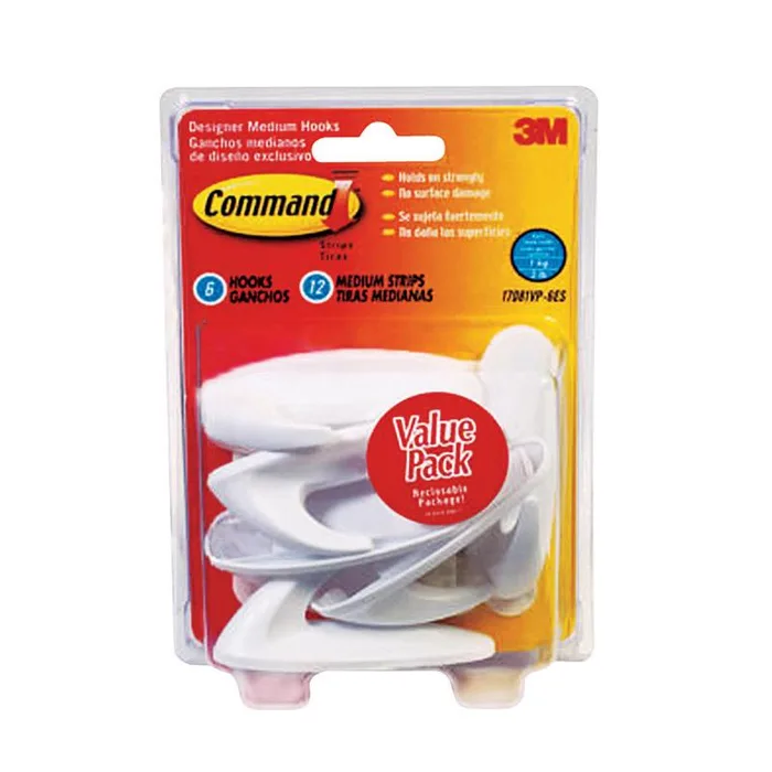 3M Command Medium Plastic Designer Hooks 3.13 in. L 6 pk (Pack of 2)