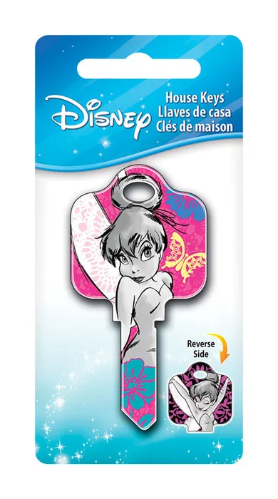 HILLMAN Disney Tinkerbell Fairy with Butterfly House Key Blank 68 Single For Schlage Locks Multicolo (Pack of 5)