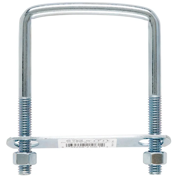 Hampton 3/8 in. X 3 in. W X 4 in. L Coarse Zinc-Plated Steel Square Bend U Bolt (Pack of 10)