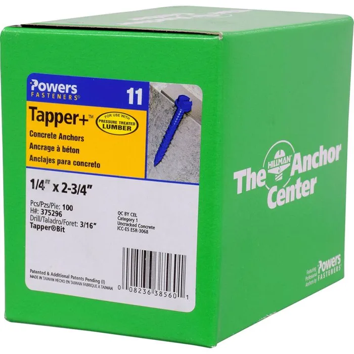 HILLMAN Tapper 1/4 in. D X 2.75 in. L Carbon Steel Hex Head Concrete Screw Anchor 100 pk