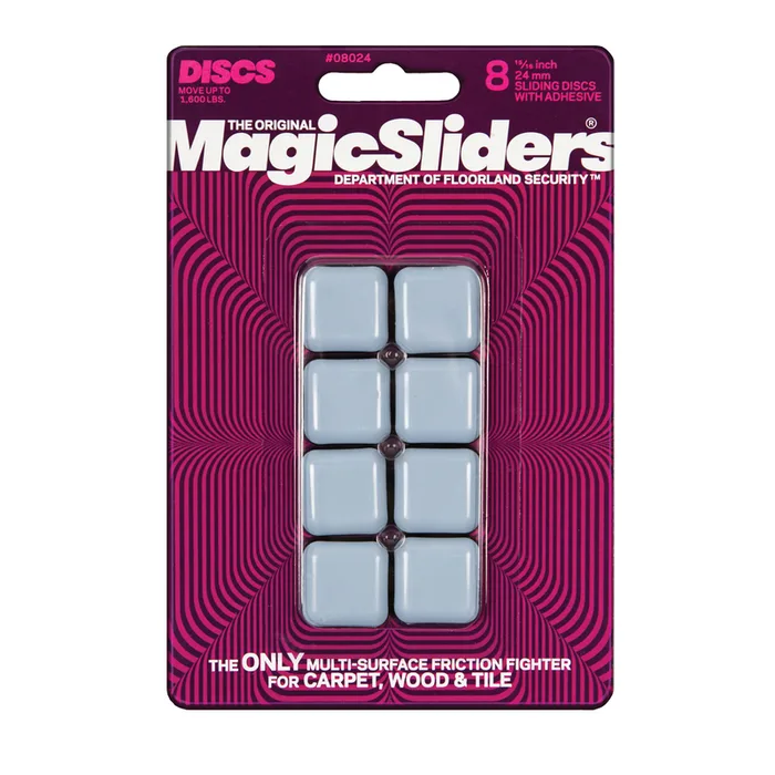 Magic Sliders Gray Adhesive Plastic Sliding Discs 8 pk
