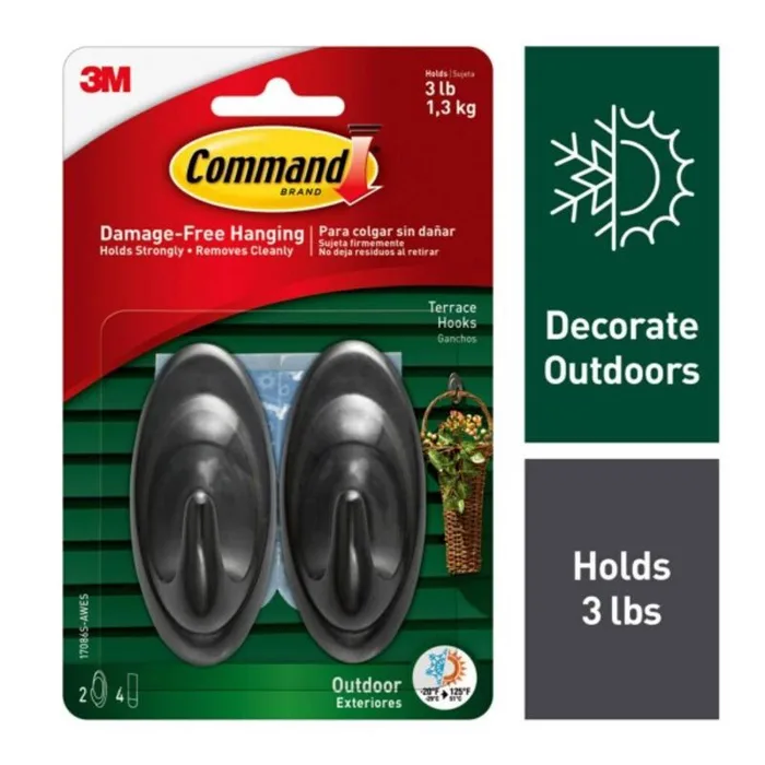 3M Command Medium Plastic Hook 3.25 in. L 2 pk (Pack of 4)