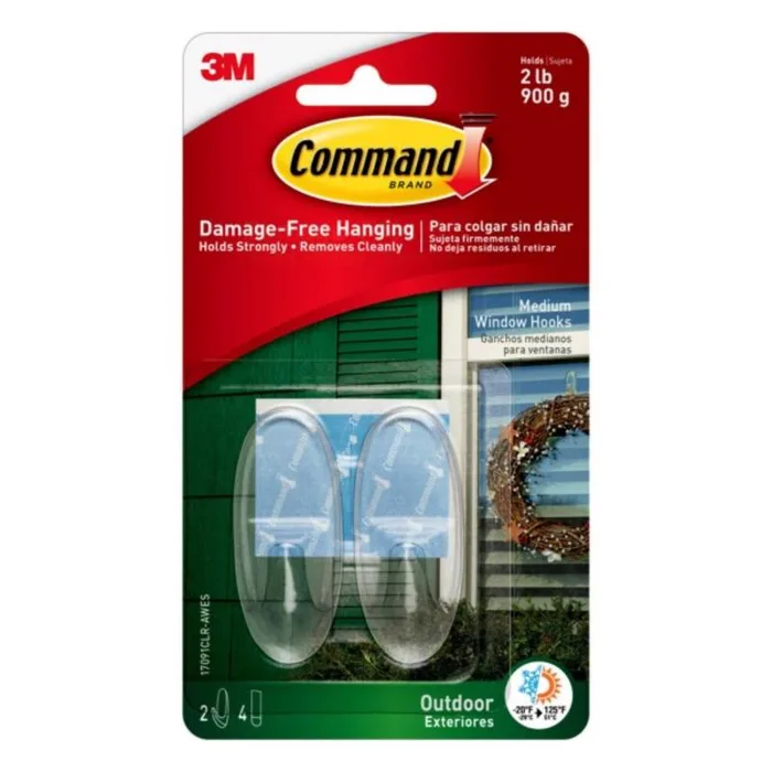 3M Command Medium Plastic Hook 1.625 in. L 2 pk (Pack of 4)