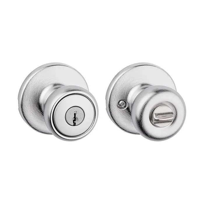 Kwikset SmartKey Tylo Smart Key Satin Chrome Entry Door Knob 1-3/4 in.