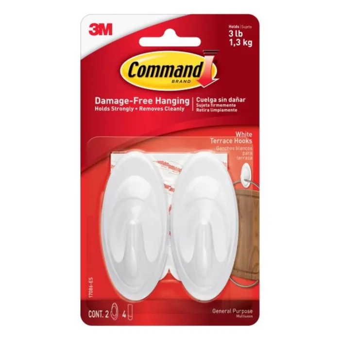 3M Command Medium Plastic Hook 3.25 in. L 2 pk (Pack of 4)