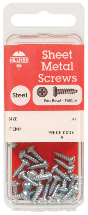 HILLMAN No. 8 Ga. X 1 in. L Phillips Pan Head Sheet Metal Screws 16 pk (Pack of 10)