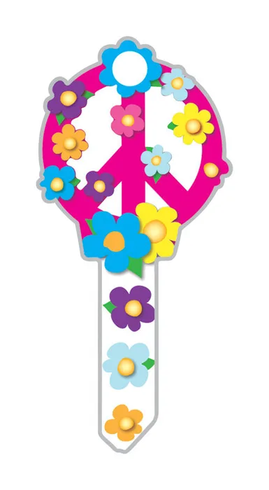 Lucky Line Key Shapes Peace Sign House Key Blank Double For Kwikset Multicolored (Pack of 5)