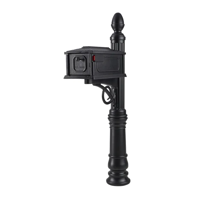 Architectural Mailboxes Stratford Decorative Plastic Post Mount Black Mailbox and Post Kit