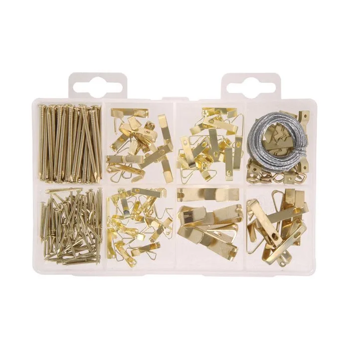 HILLMAN Brass-Plated Silver Assorted Picture Hanging Set 50 lb 206 pk (Pack of 6)