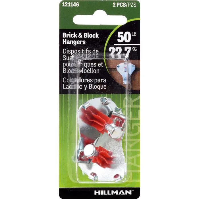 HILLMAN Zinc Brick Picture Hanger 50 lb 2 pk (Pack of 5)
