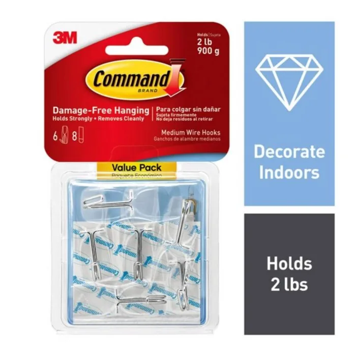 3M Command Medium Plastic Wire Hooks 2.17 in. L 6 pk (Pack of 4)