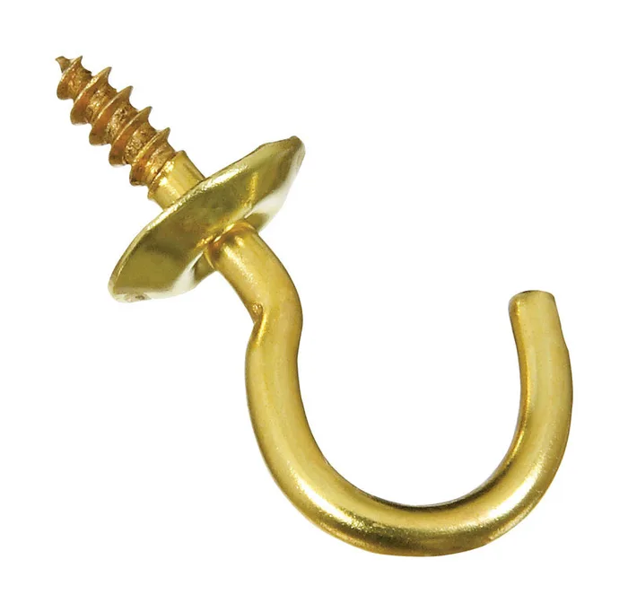 National Hardware Small Gold Solid Brass 5/8 in. L Cup Hook 5 lb 5 pk