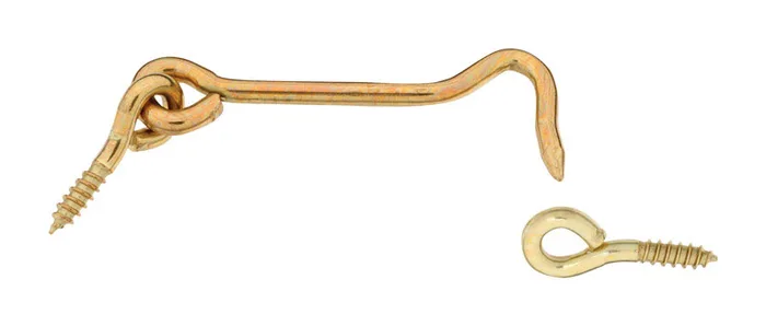 National Hardware Large Gold Solid Brass 3 in. L Hook and Eye 1 pk