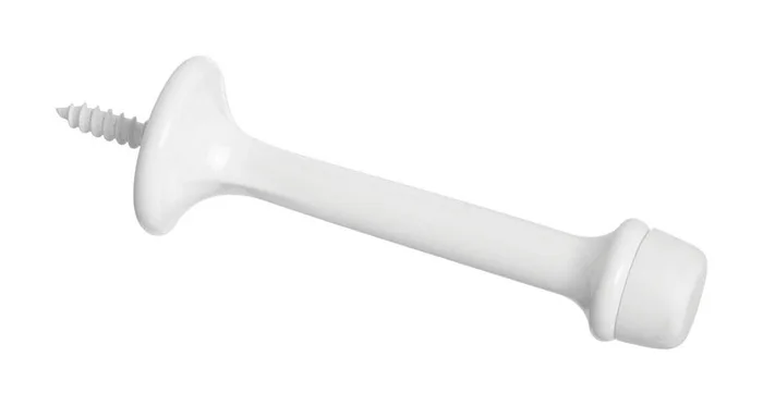 National Hardware 3 in. L Zinc w/Rubber Tip White Rigid Door Stop Mounts to wall .75 in.