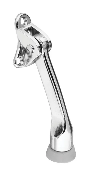 National Hardware Zinc w/Rubber Tip Chrome Silver Kick-Down Door Holder Mounts to door .75 in.