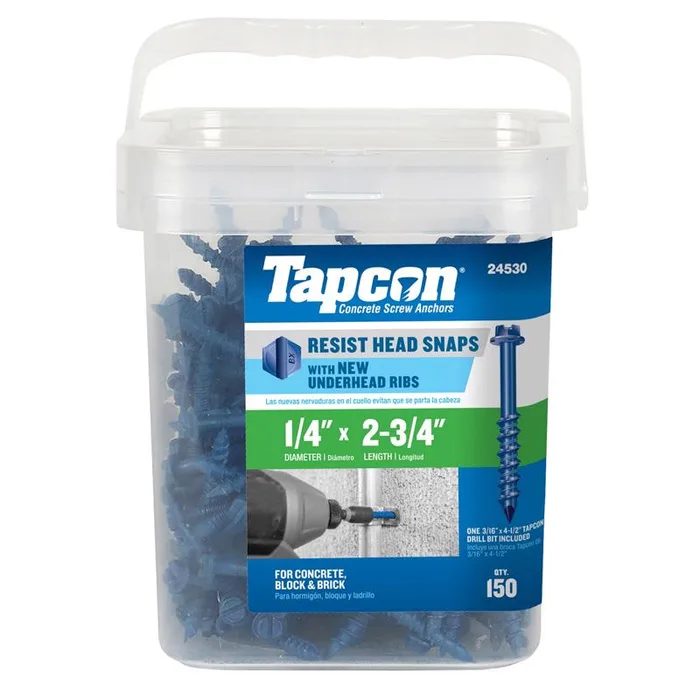 Tapcon 1/4 in. D X 2-3/4 in. L Steel Hex Head Concrete Screw Anchor 150 pk