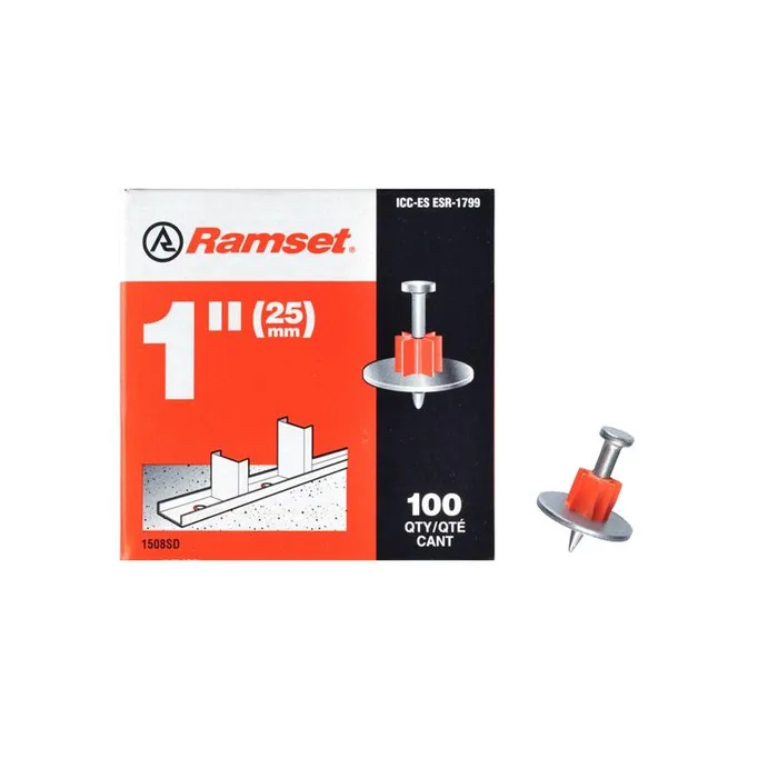 Ramset 0.3 in. D X 1 in. L Steel Flat Head Drive Pin with Washer 100 pk