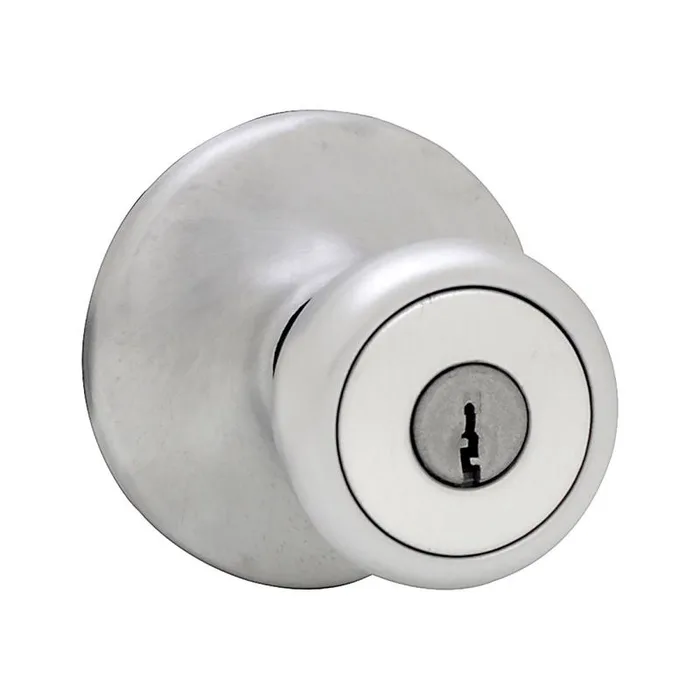 Kwikset Curve Satin Chrome Entry Door Knob 1-3/4 in.