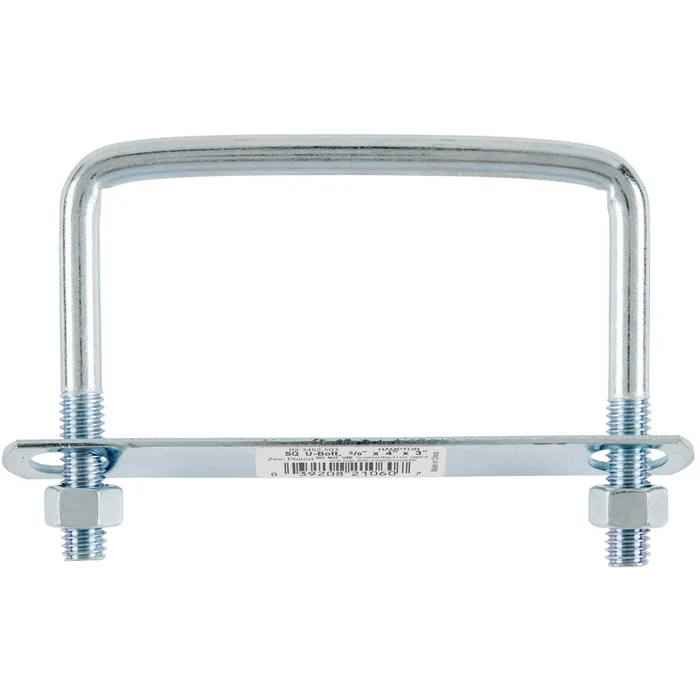 Hampton 3/8 in. X 4 in. W X 3 in. L Coarse Zinc-Plated Steel Square Bend U Bolt (Pack of 10)