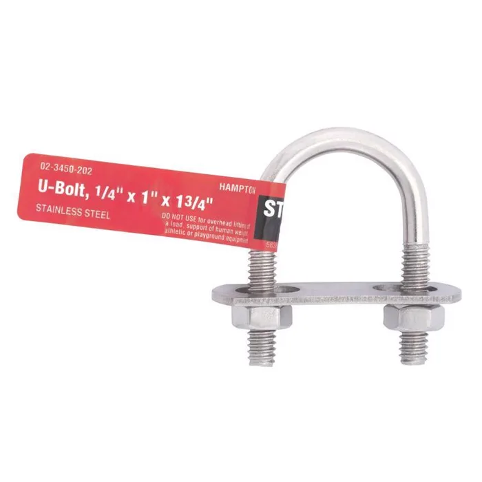 Hampton 1/4 in. X 1 in. W X 1-3/4 in. L Coarse Stainless Steel U-Bolt (Pack of 5)