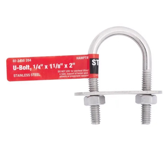 Hampton 1/4 in. X 1-1/8 in. W X 2 in. L Coarse Stainless Steel U-Bolt (Pack of 5)
