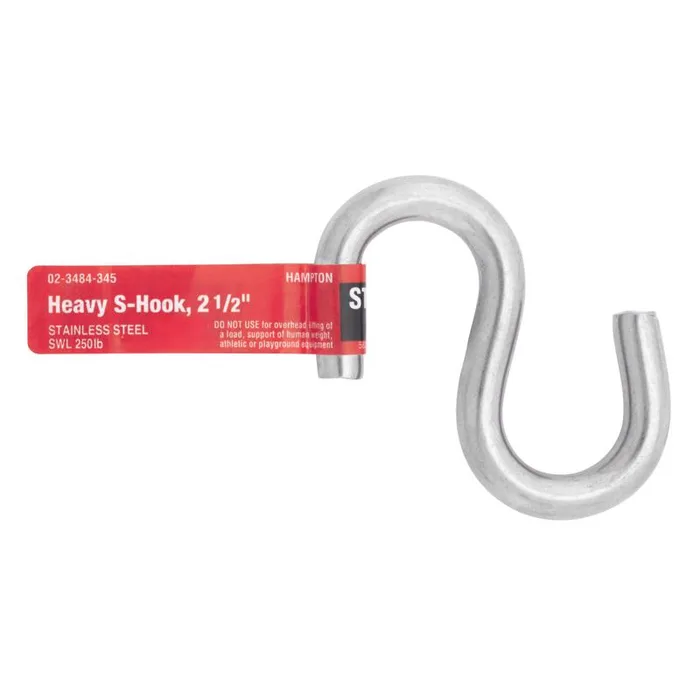 Hampton Small Steel 2.5 in. L S-Hook 250 lb (Pack of 20)