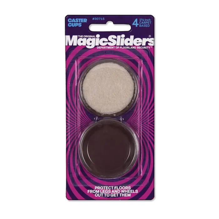 Magic Sliders Plastic Caster Cup Brown Round 1-5/8 in. W X 1-5/8 in. L 4 pk (Pack of 6)