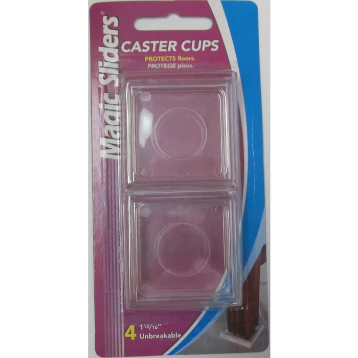 Magic Sliders Plastic Caster Cup Clear Square 1-13/16 in. W X 1-13/16 in. L 4 pk (Pack of 6)
